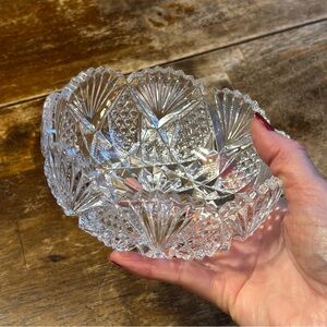 Sparkling Vintage Cut Glass Crystal Bowl